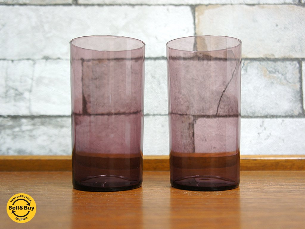 イッタラ / iittala ” i-114 ” ビンテージ タンブラー 2客セット パープル Timo Sarpaneva 1959-1970 ●