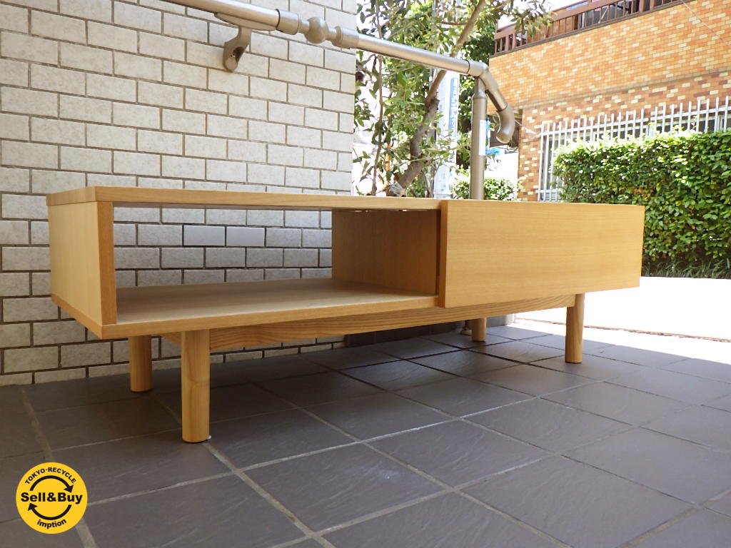 【送料無料】無印良品 MUJI テレビ台 ローボード スライド扉 タモ材 丸脚 ☆ 廃盤 無印良品 MUJI テレビボード タモ材 テレビ台