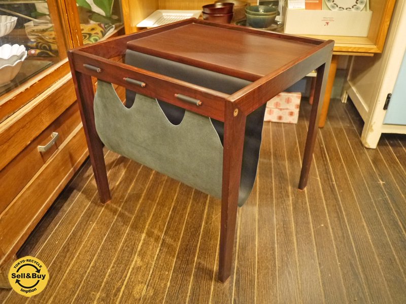 デンマーク BRDR.FURBO社 ローズウッドxレザー マガジンラック Bent Silberg ◎