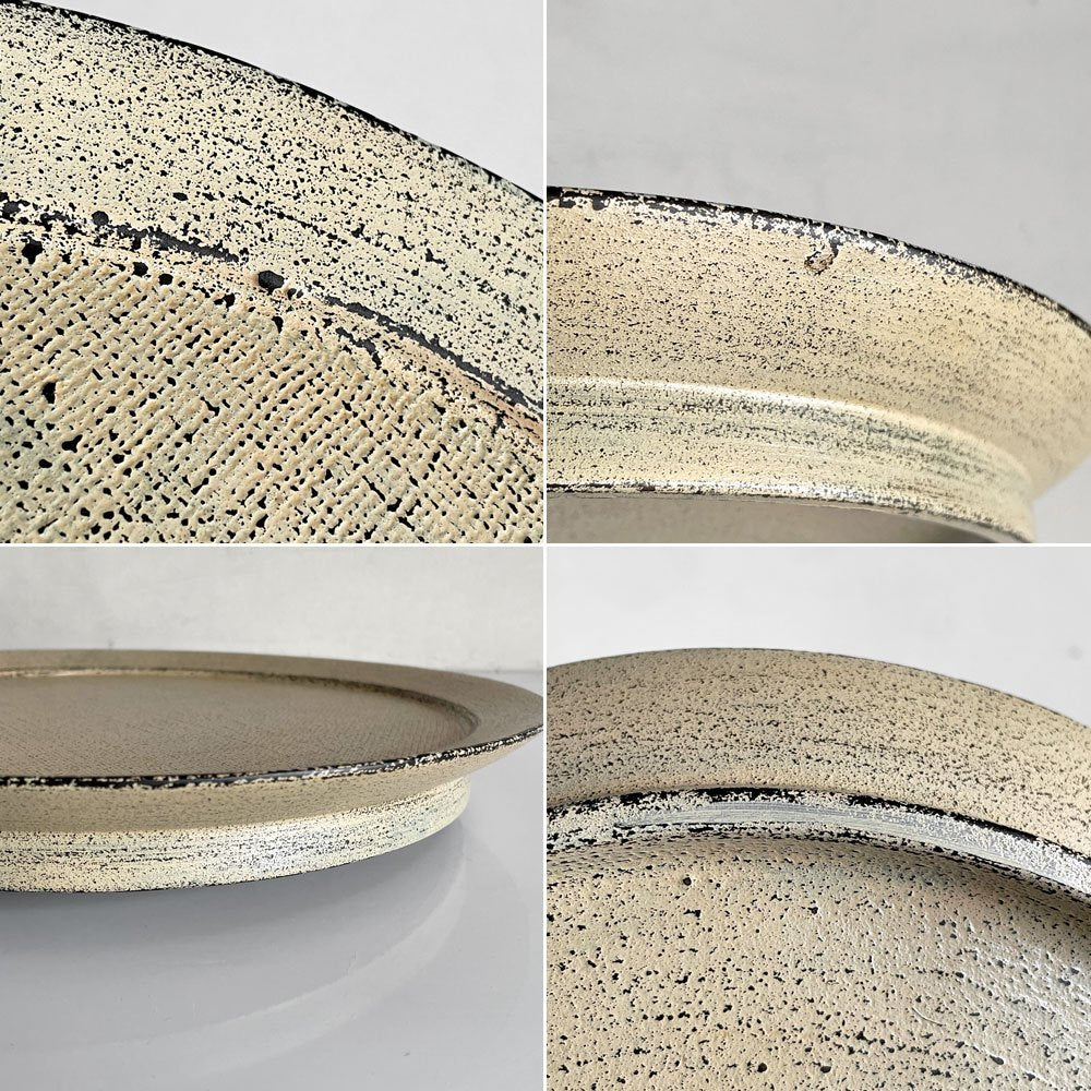 工房くさなぎ 高台皿 リム プレート 平皿 大皿 木製 漆塗 Φ29.5 現代作家 ■