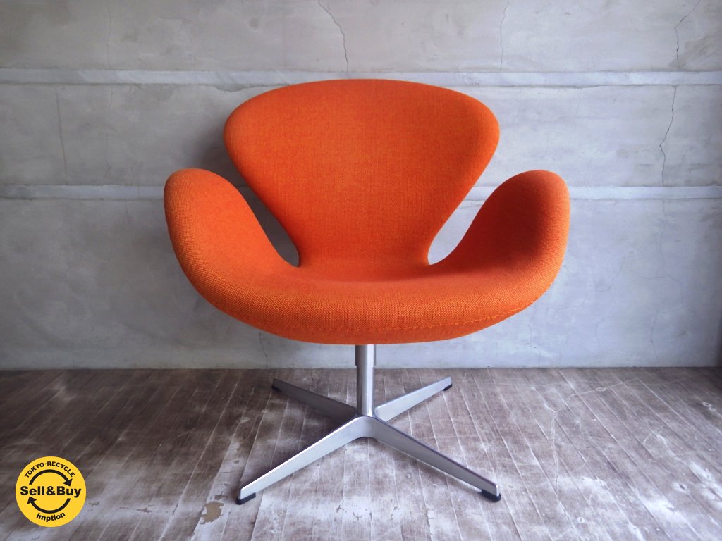 展示美品!! フリッツハンセン FritzHansen / SWAN スワン チェア オレンジ アルネ ヤコブセン デザイン ♪