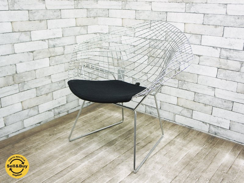 ノル / Knoll USA / ノール 巨匠 ハリーベルトイア / Harry Bertoia デザイン 名作 『 ダイヤモンドチェア 』 クローム&パッド付き 定価¥197,640~ MoMA ★