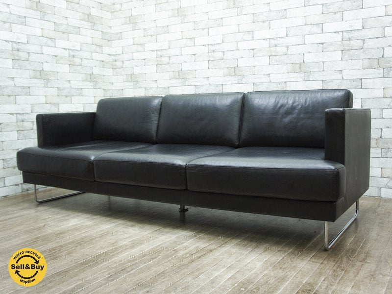 タイム&スタイル Time&Style モデナ MODENA 3人掛けソファ 本革 ブラック 定価約38万円 ●