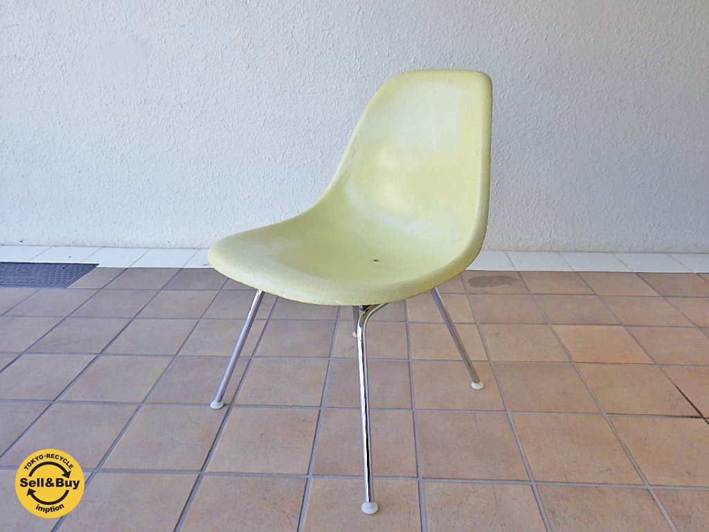 ハーマンミラー Herman Miller ビンテージ 2ndモデル サイドシェルチェア レモンイエロー(HM製ロータイプHベース)◇