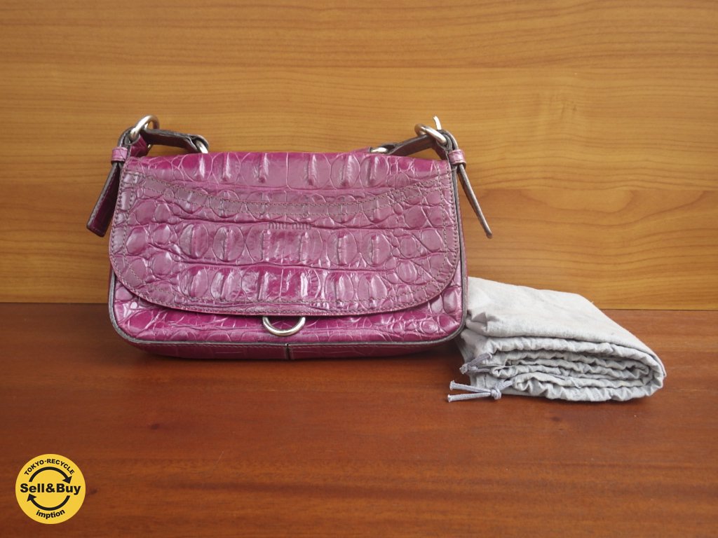 ミュウミュウ MIU MIU クロコダイル型押し レザー ショルダーバッグ ♪
