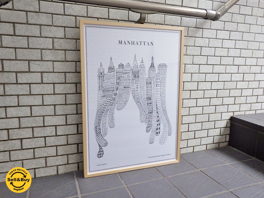オーレ・エクセル Olle Eksell マンハッタン ポスター 額付 スウェーデン 52×72cm ■