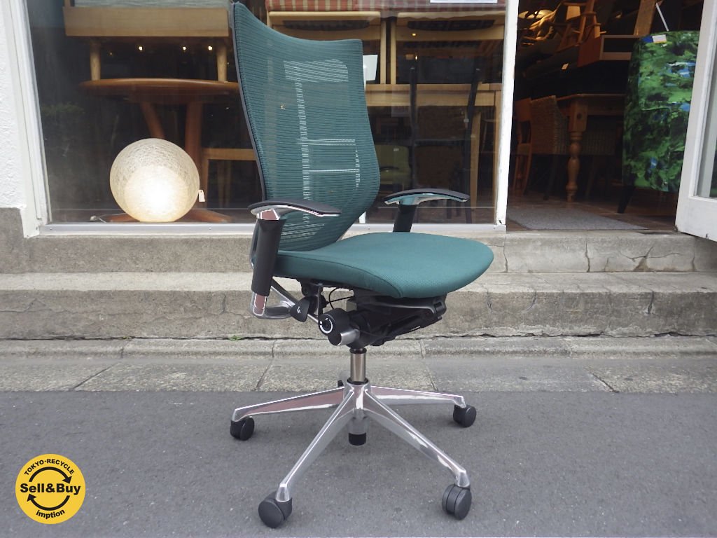 オカムラ OKAMURA バロン Baron ハイバック チェア ダーク グリーン ジウジアーロ 定価12万超え ♪