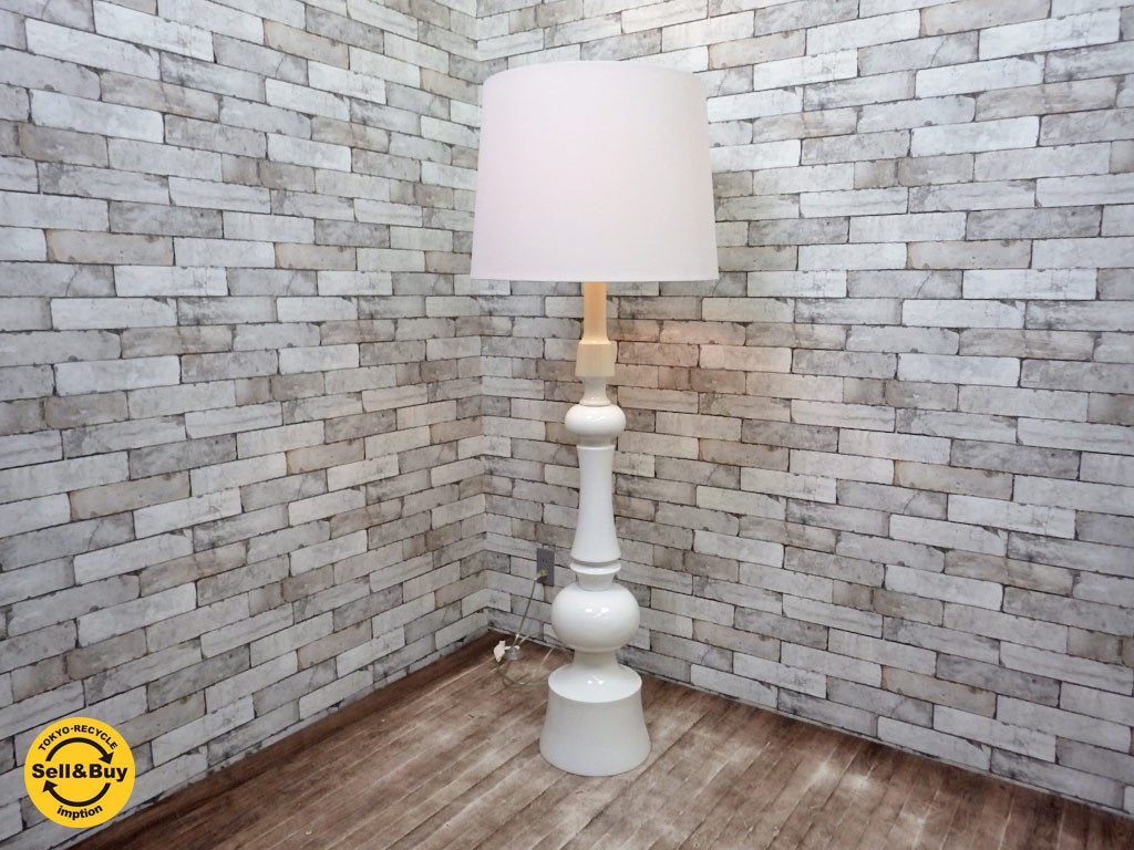 ウエストエルム west elm ターンド フロアランプ Turned Floor Lamp ホワイト 廃盤 ●