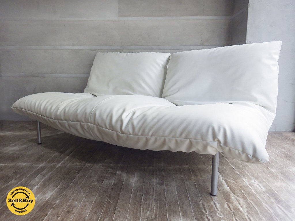 リーンロゼ ligneroset カラン CALIN F 2Pソファ ギャッジ付 定価286,200円 PVCレザー ホワイト ♪