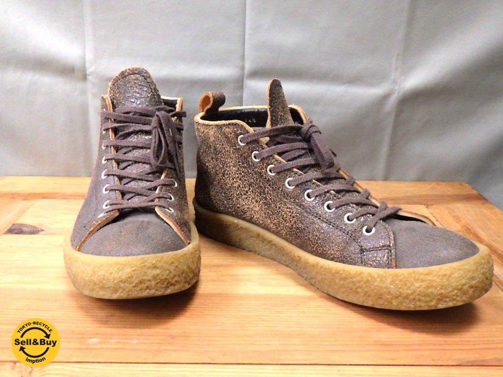 コム デ ギャルソン COMME des GARCONS HOMME クラックレザー ミッドカット ラバーソール 2 41/2 約 26cm■