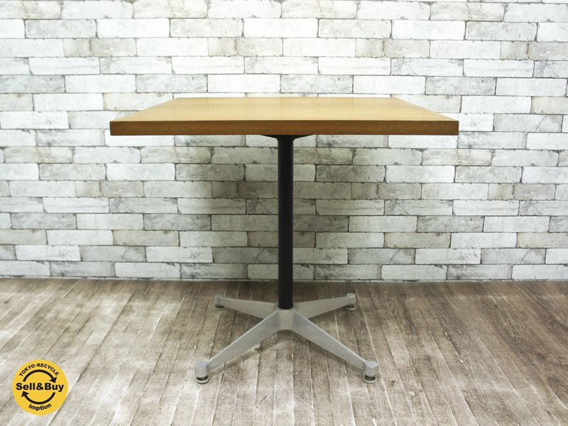 ハーマンミラー / HermanMiller 70's VTG 木天板 『 イームズ ・ コントラクトベース ・ スクエアテーブル ( オーク ) 』W76×D75cm ★