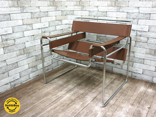 イタリア GAVINA ワシリーチェア マルセルブロイヤー knoll以前のビンテージ 本革 バウハウス ●