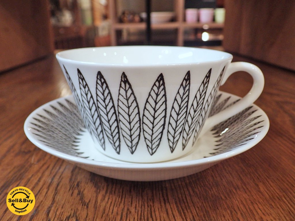 グスタフスベリ GUSTAVSBERG サリックス SALIX ティーカップ&ソーサー C&S ブラック 復刻版 未使用品 ●