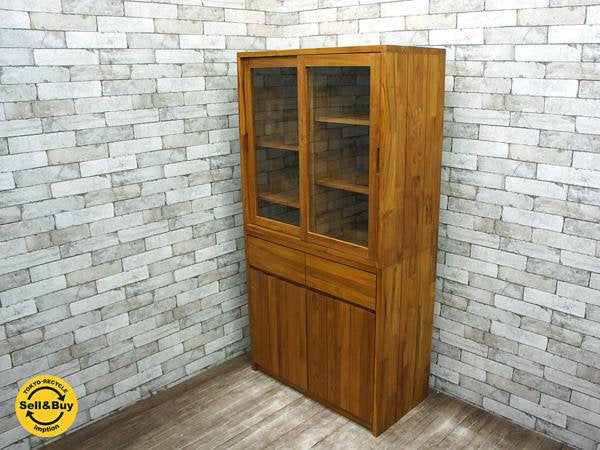 ウニコ unico ブレス BREATH チーク材 食器棚 カップボード(S) 天然木無垢材シリーズ ■