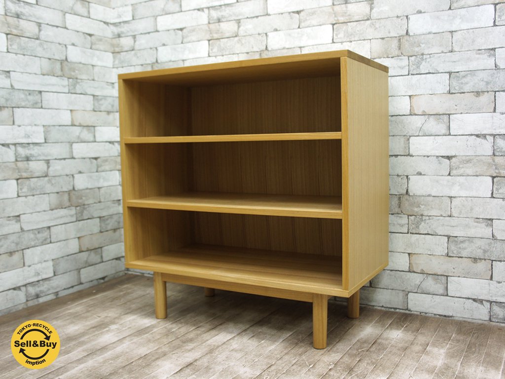 無印良品 MUJI タモ材 3段 木製収納 シェルフ 本棚 奥行40cm ◎