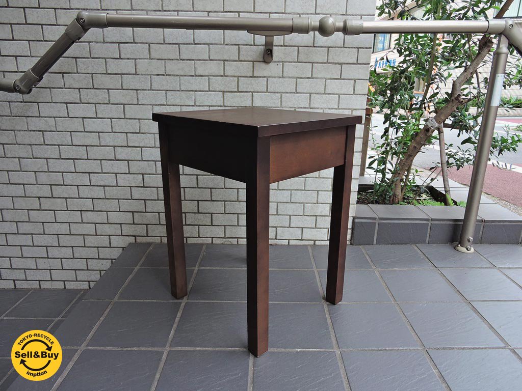 無印良品 MUJI バーチ材 サイドテーブル 引き出し ブラウン ■