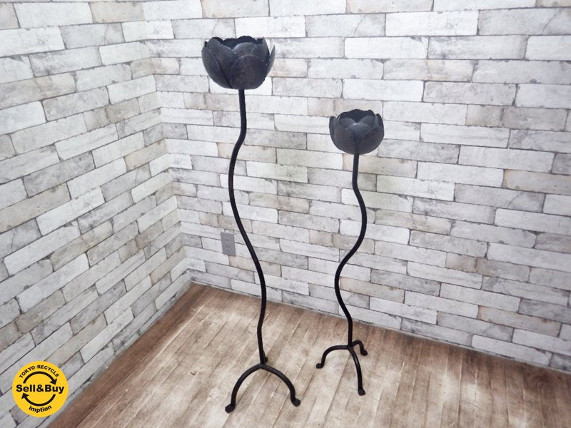 キャンドルホルダー スタンド アイアン アジアン セット●