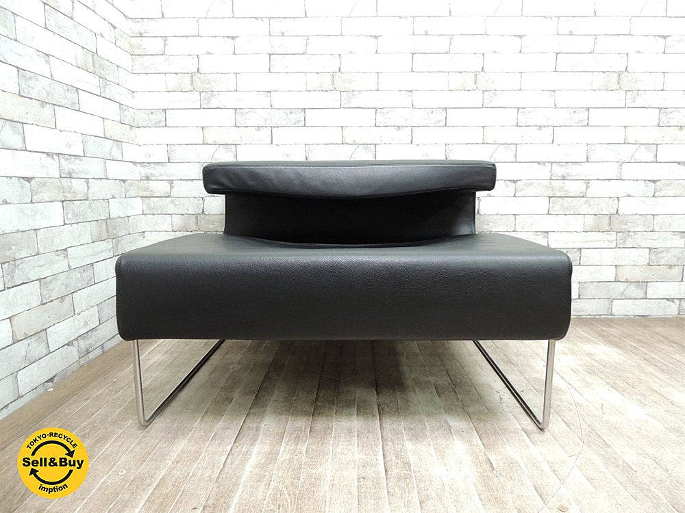 モローゾ moroso ローシートソファ アームチェア 本革 定価約40万円 購入当時ヤマギワ取扱い 高級 イタリアモダン家具 B ●