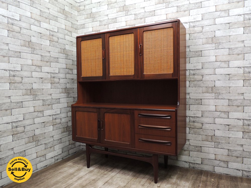 エベネゼル・グーム Ebenezer Gomme ジープラン G-PLAN フレスコ Fresco カップボード ラタンドア チーク材 食器棚 英国 ★