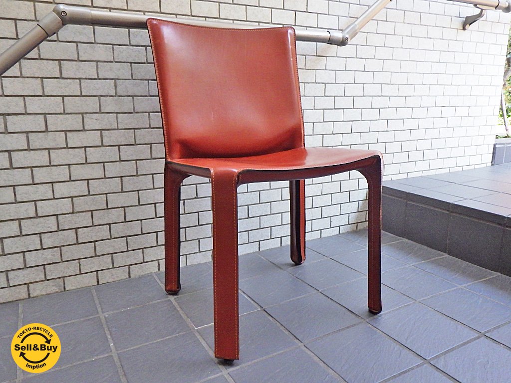 カッシーナ イクスシー Cassina ixc. 412 キャブ CAB アームレスチェア 赤茶 マリオ・ベリーニ デザイン 定価17万円 A ■