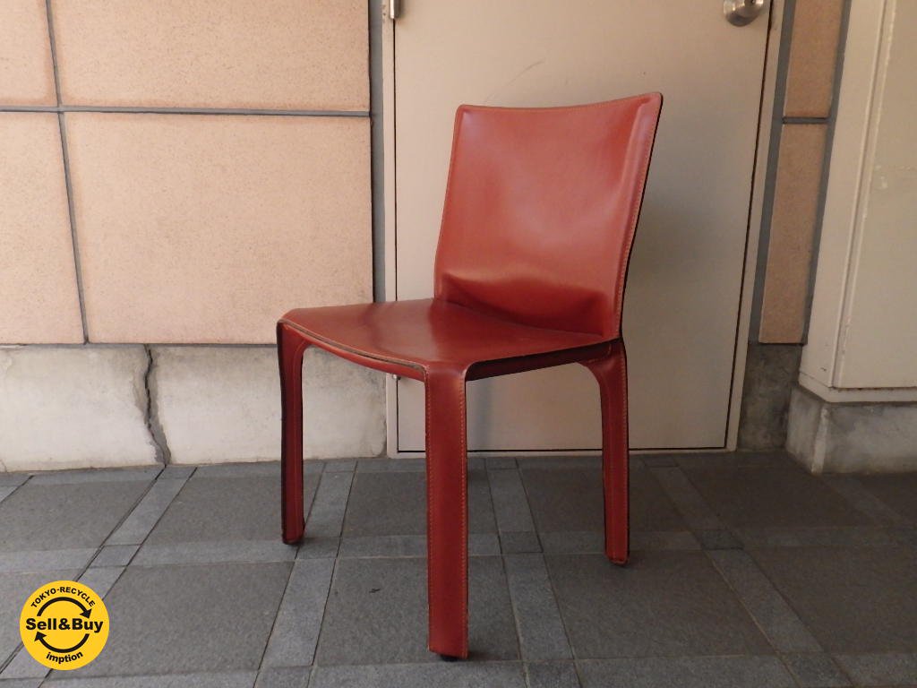 カッシーナ イクスシー Cassina ixc. 412 キャブ アームレス チェア 赤茶 定価17万 ★