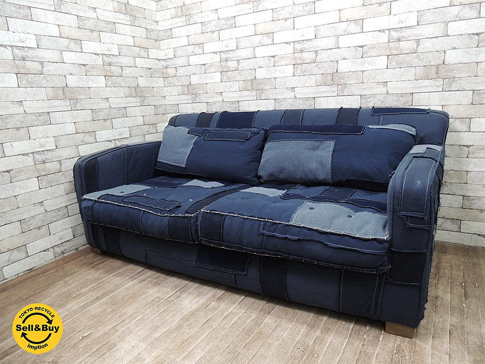 ジャーナルスタンダードファニチャー journal standard Furniture × ハロ HALO ブリーズ Breeze ソファ 廃番品 デニム 定価27万円 ●