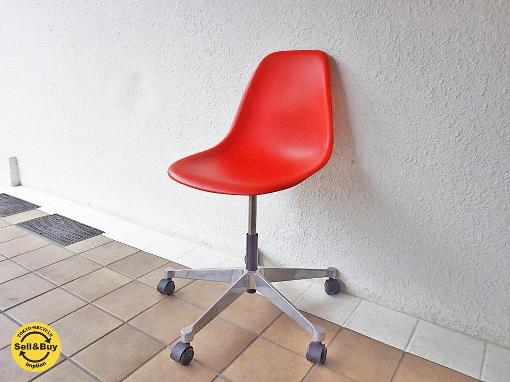 ヴィトラ vitra サイドシェルチェア レッド ガス圧調高機能付 コントラクトベースキャスタータイプ PACC ハーマンミラー社取扱い Herman Miller ◇