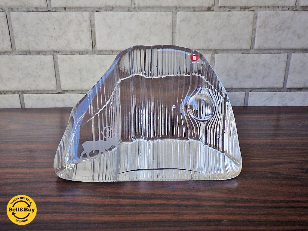 イッタラ iittala ガラスの置物 / ペーパーウェイト 夏至 Mid summer 1986年 クリア valto kokko ■