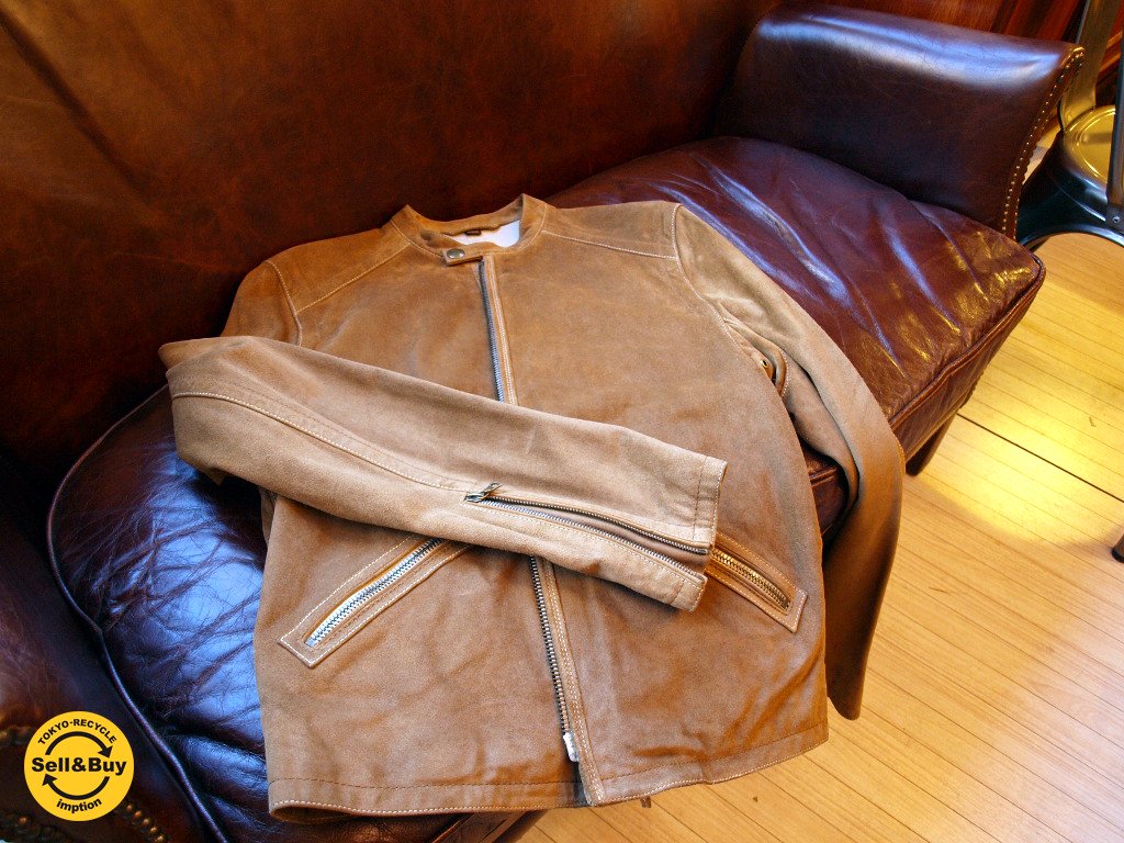 コーチ COACH正規品 メンズ ライダース ジャケット スウェード レザー Size S USED 古着 バックスキン ダブルジップ ★