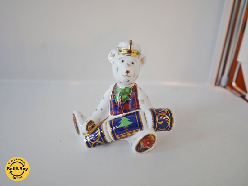ロイヤルクラウンダービー Royal Crown Derby フィギュリン 置物 テディベア クリスマスクラッカー ◎