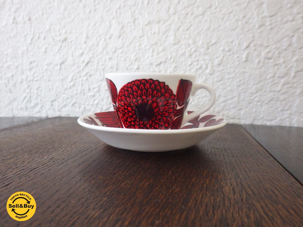 グスタフスベリ Gustavsberg レッドアスター Red Aster ビンテージ カップ&ソーサー C&S ◇
