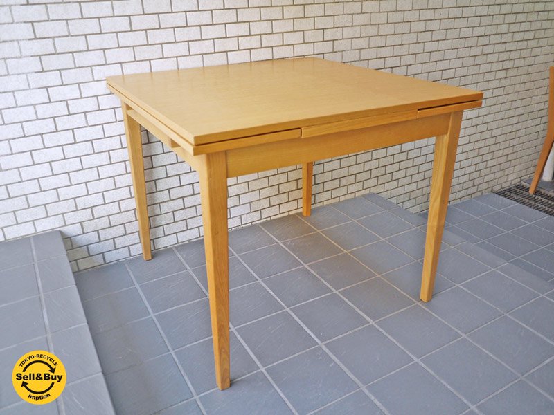 無印良品 MUJI タモ材 伸長式ダイニングテーブル 幅80~130cm EX ダイニングテーブル ■