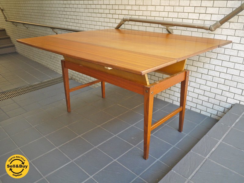 HMB mobler ビンテージ チーク材 エレベーターテーブル 伸長昇降式 センターテーブル ダイニングテーブル 兼用 スウェーデン ■