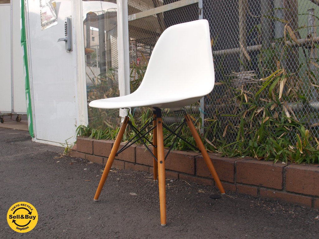 ヴィトラ vitra サイドシェルチェア ホワイト ドゥエルレッグベース (ウッドベース) DSW イームズ Eams ミッドセンチュリー ★