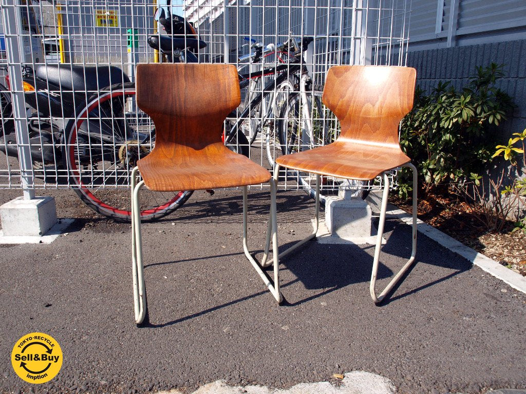 パグホルツ PAGHOLZ プライウッド スタッキング チェア 2脚セット WEST GERMANY ビンテージ 西ドイツ製 ★