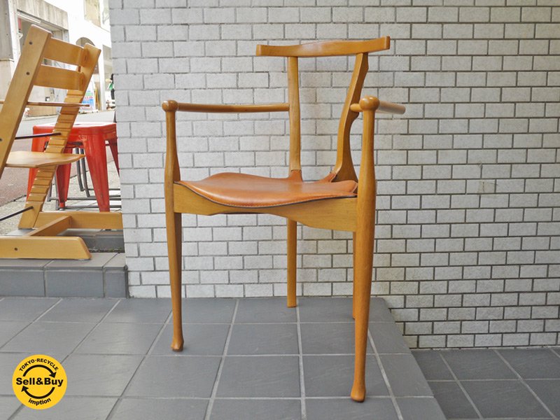 Carlos Jane ガウリーノチェア Gaulino Chair オスカー・トゥスケ・ビアンカ Oscar Tusquets Blanca オーク色 レザーシート BDバルセロナデザイン A ■