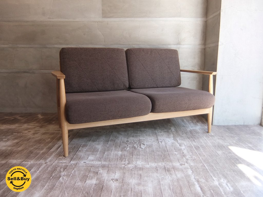 シーヴ SIEVE ラル lull 2シーター ソファ タモ材 リバーシブル カバーリングクッション 幅136cm 廃盤♪