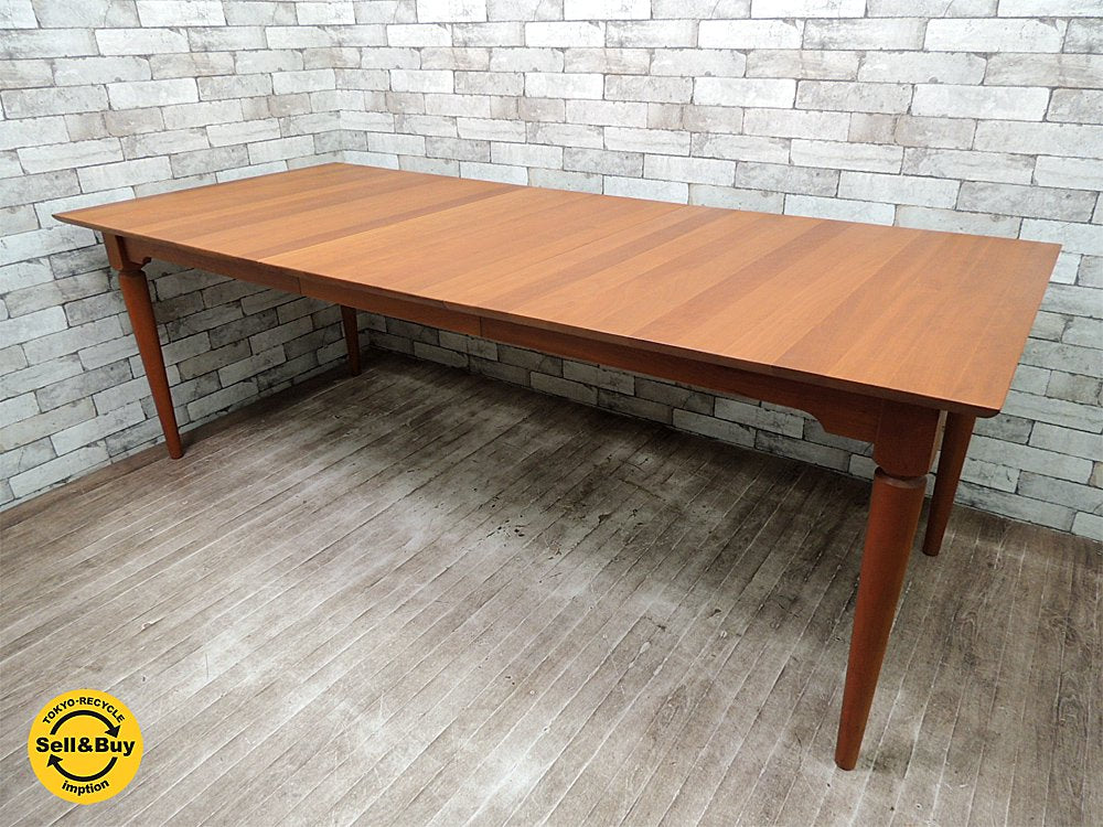 デンマーク ビンテージ グドメ GUDME 希少チェリー無垢材 EXダイニングテーブル 伸長式 W155~203cm 北欧家具 ●