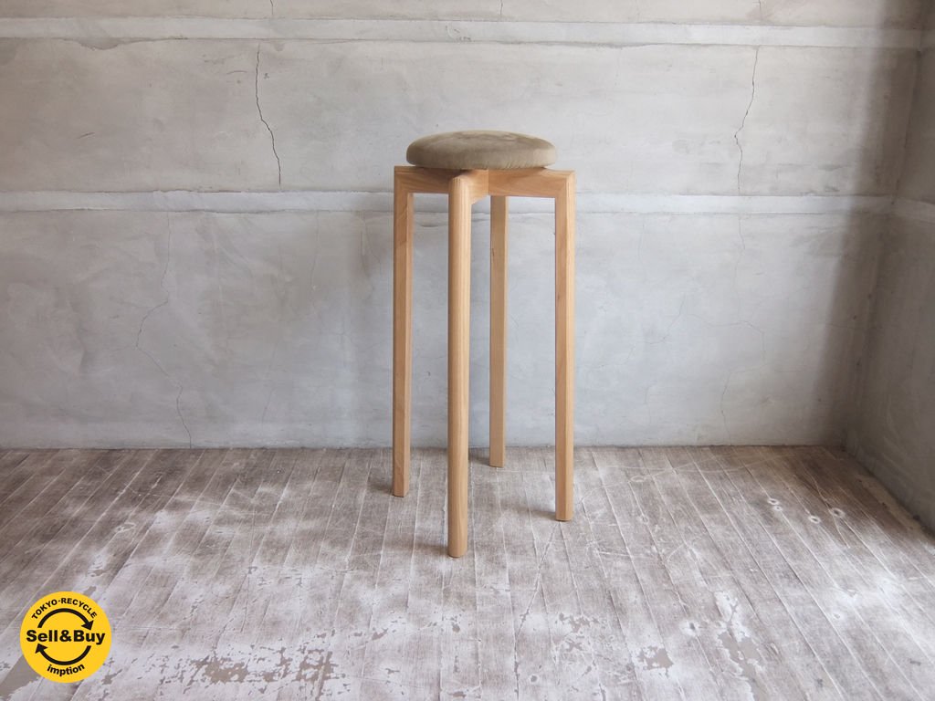 匠工芸 マッシュルームスツール ハイスツール アッシュ材 旭川家具♪