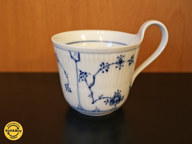 ロイヤルコペンハーゲン ROYAL COPENHAGEN ブルーフルーテッド プレーン マグカップ A ◎