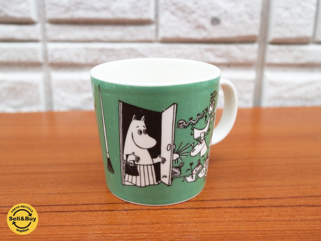 アラビア ARABIA ムーミンマグ ダークグリーン "ドローイング" 1992~1996 90`s廃番 ◎