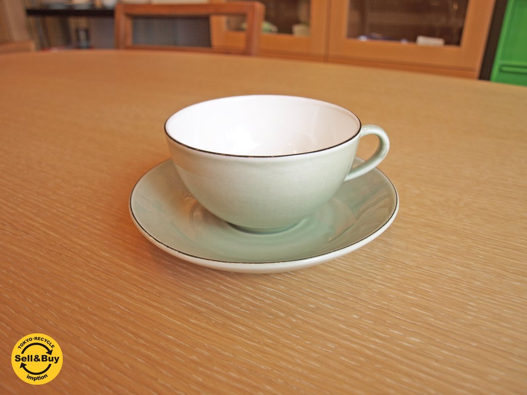 グスタフスベリ GUSTAVSBERG ナチュール NATUR ティーカップ&ソーサー グリーン ★