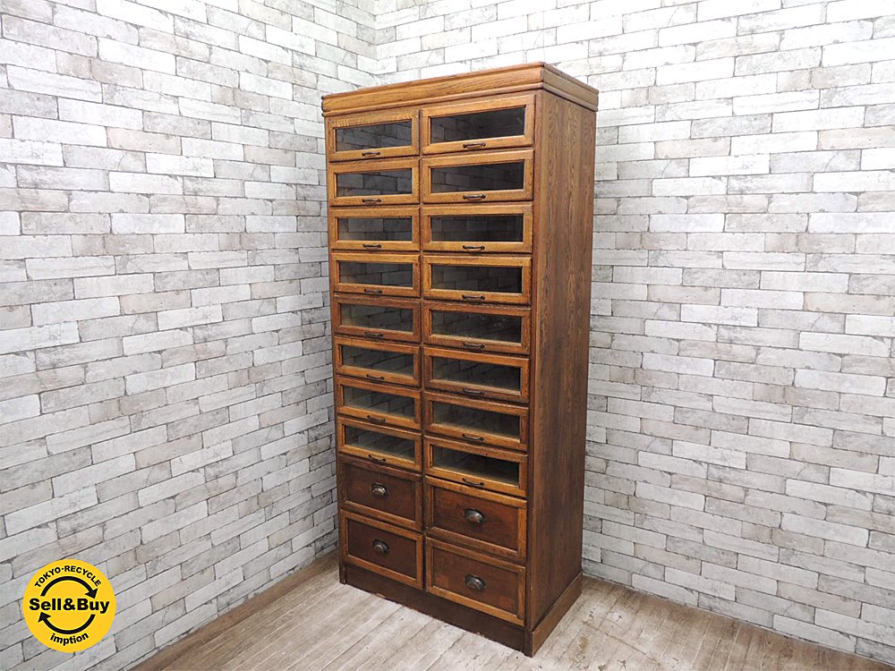 値下げしました】 ヴィンテージアンティーク食器棚シャツケース店舗什器