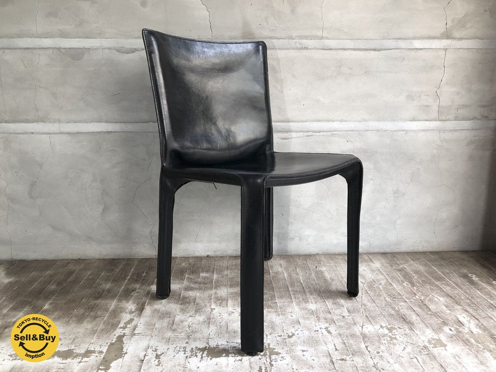 カッシーナ イクスシー Cassina ixc. 412 キャブ CAB アームレスチェア 黒 マリオ・ベリーニ デザイン 定価183,600円 C ♪