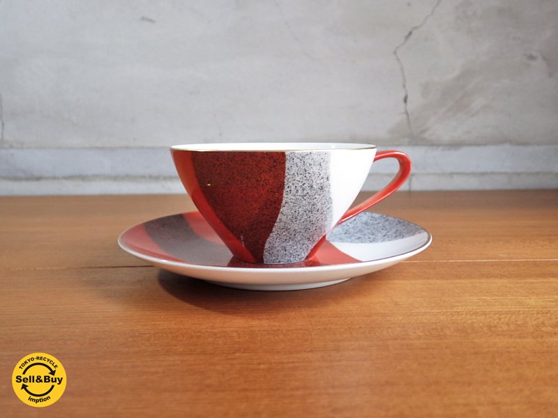 ノリタケ Noritake スカーレット SCARLET 3526 モダンデザイン カップ&ソーサー A ♪