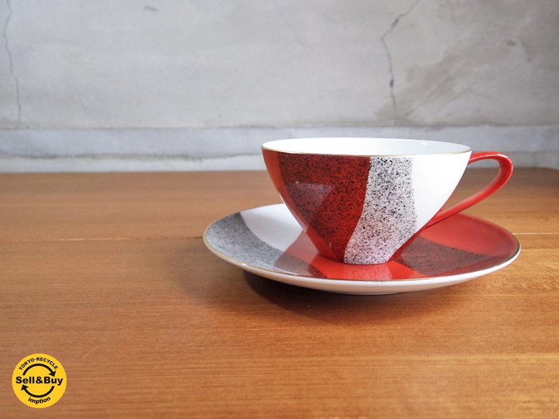 ノリタケ Noritake スカーレット SCARLET 3526 モダンデザイン カップ&ソーサー C ♪