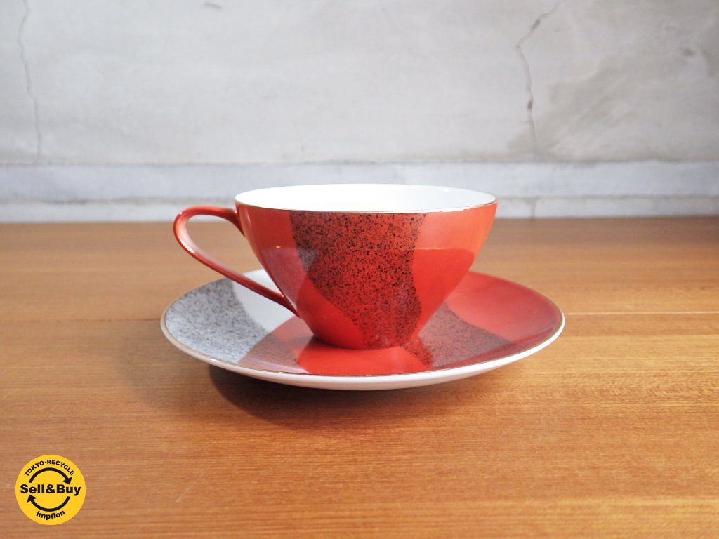 ノリタケ Noritake スカーレット SCARLET 3526 モダンデザイン カップ&ソーサー D ♪