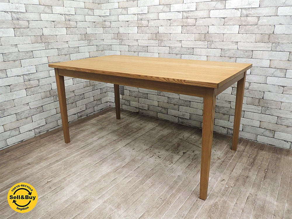 無印良品 MUJI タモ材 無垢材 ダイニングテーブル w140 ナチュラル デザイン シンプルモダン廃番品 希少 ●