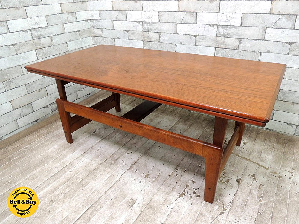 デンマーク チーク材 エレベーターテーブル 昇降&拡張 コーヒーテーブル 脚カット カイクリスチャンセン 北欧家具 ビンテージ ●