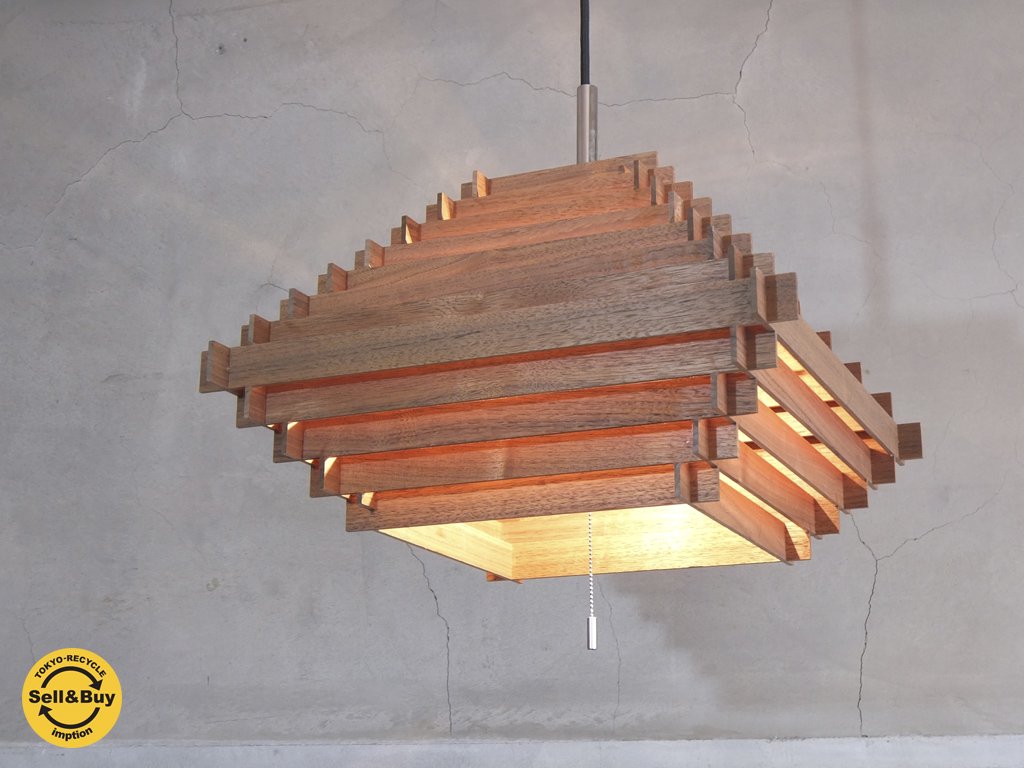 キューブ Cube ブロードノット Broad-not ウォールナット ペンダントライト 3灯照明 ♪